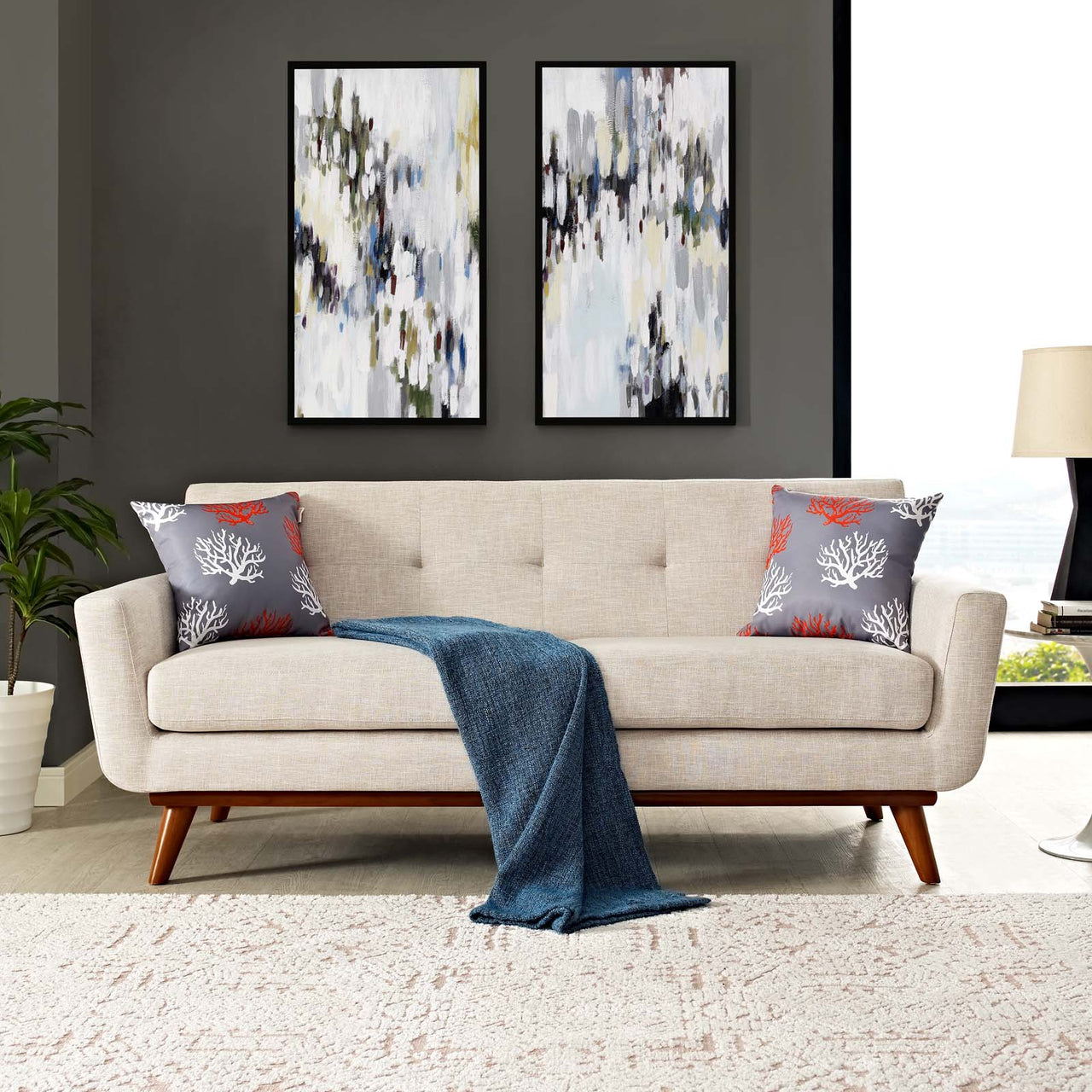 Rendezvous Textured Fabric Loveseat, Beige
