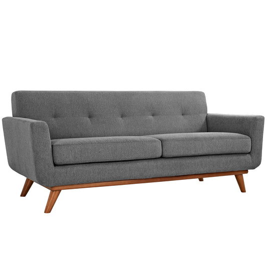 Rendezvous Textured Fabric Loveseat, Light Gray