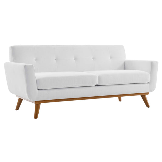 Rendezvous Textured Fabric Loveseat, White