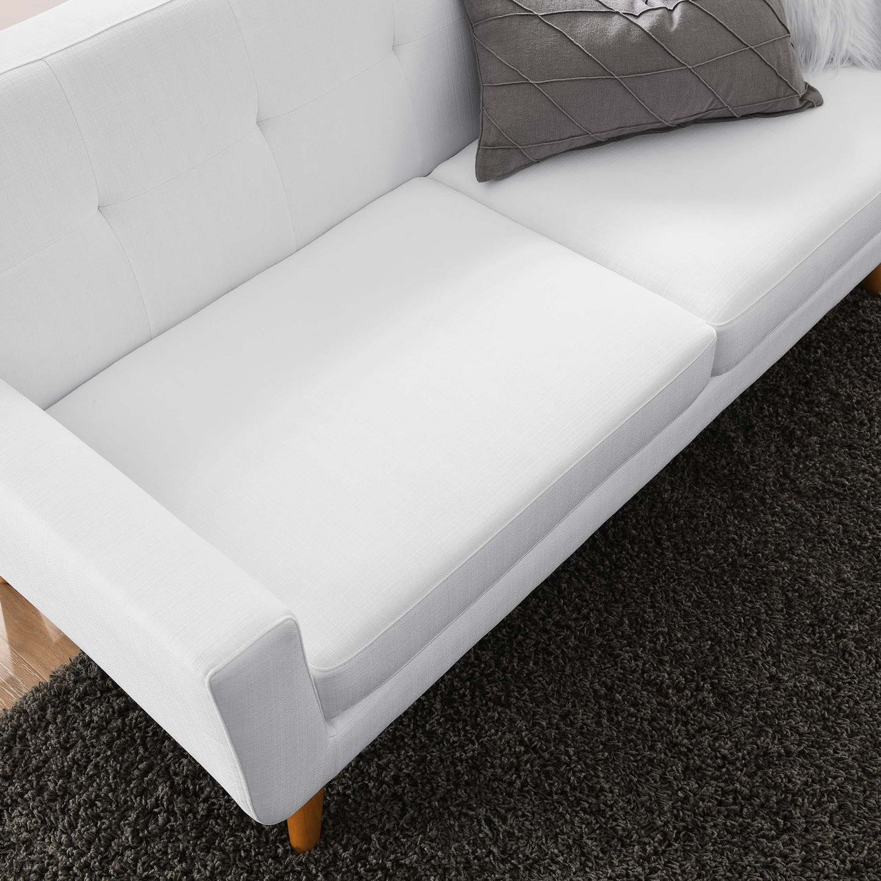 Rendezvous Textured Fabric Loveseat, White