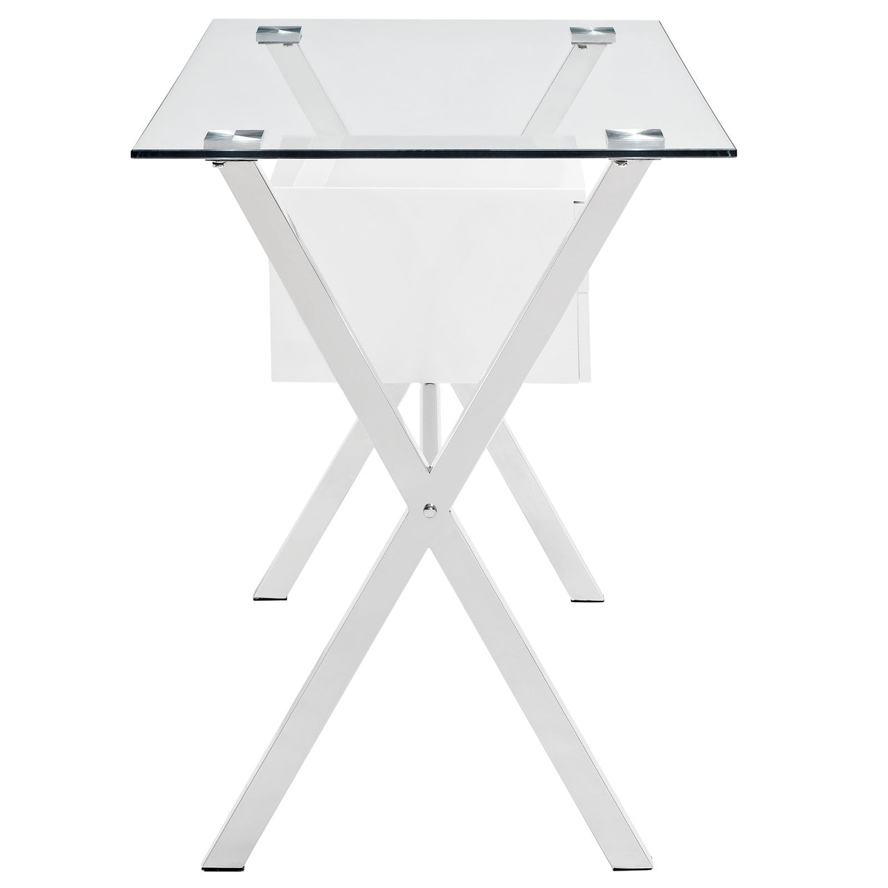 Stasis Glass Top Office Desk, White