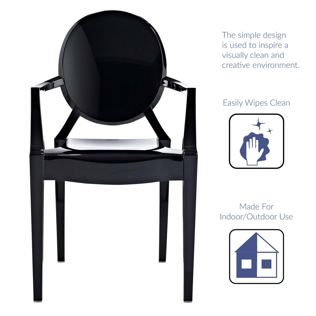 Elysian Indoor | Outdoor Dining Armchair, Black