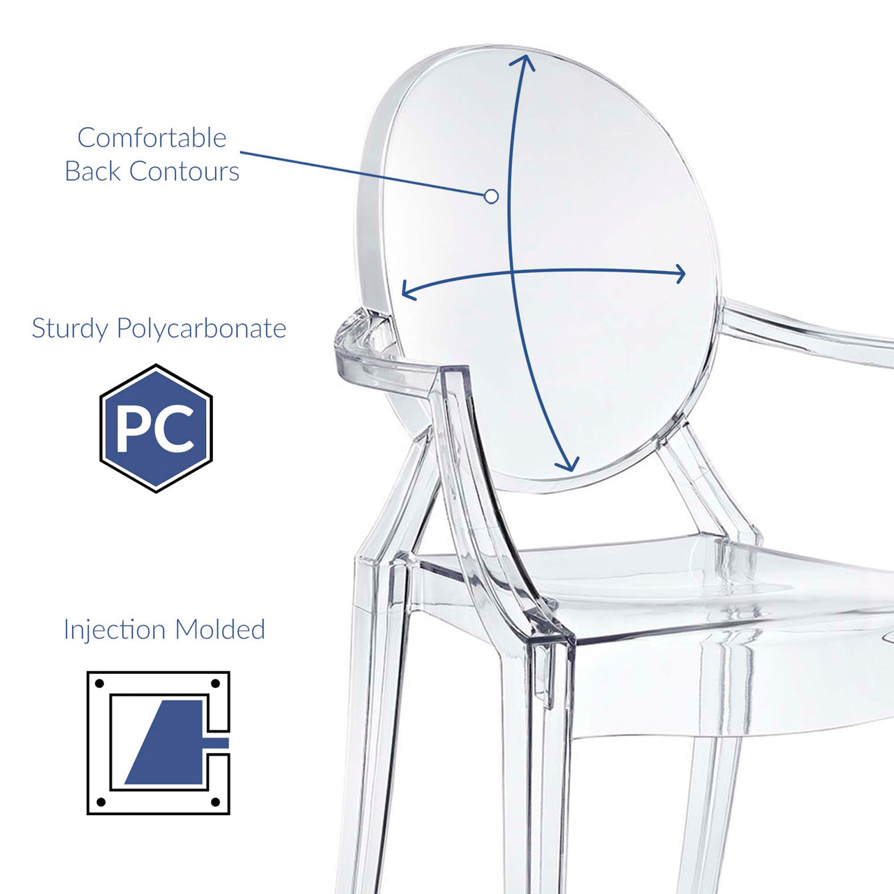 Casper Dining Armchair, Clear