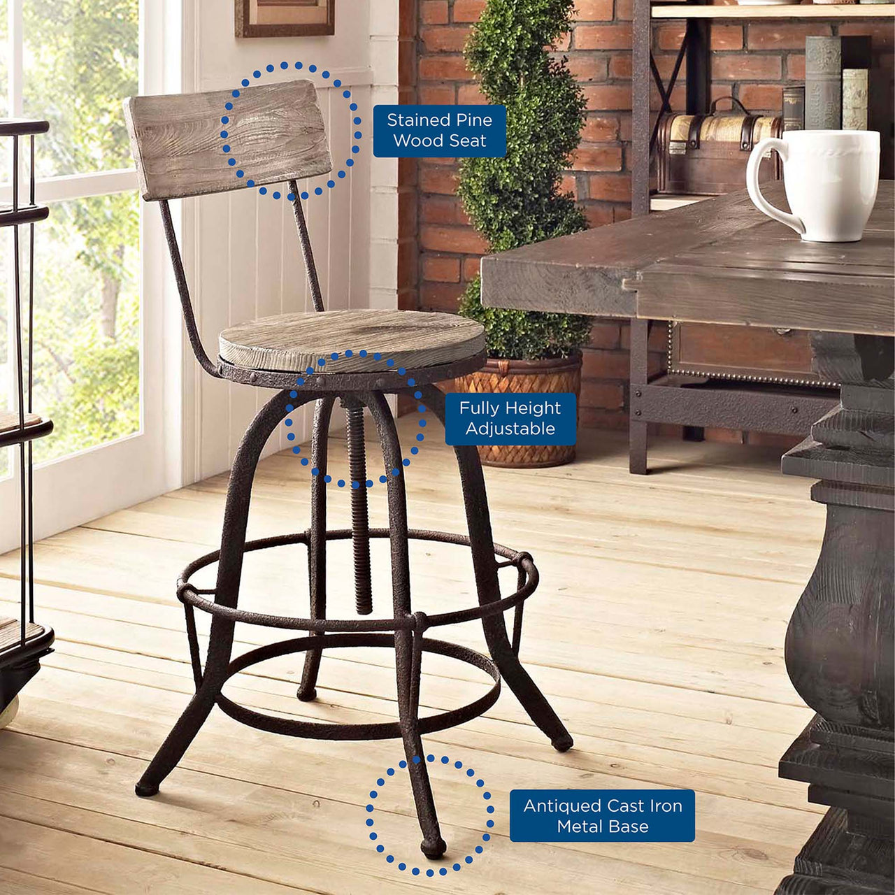Embark Wood Bar Stool, Brown