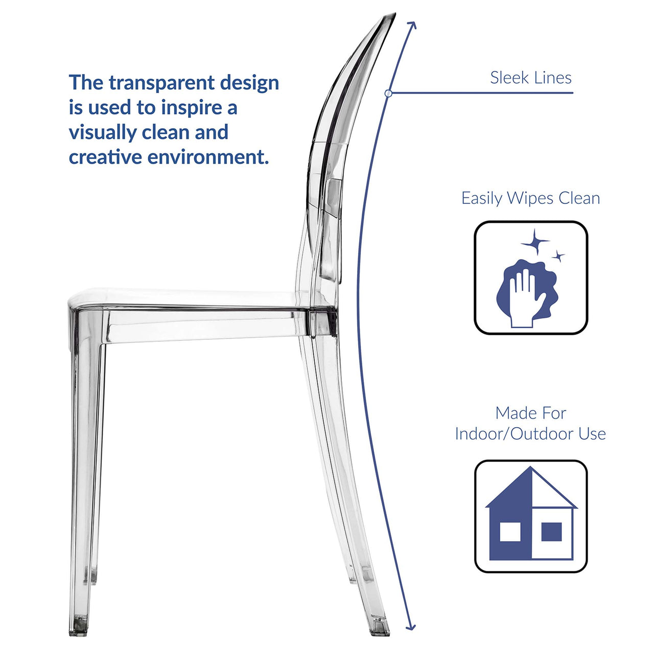 Casper Dining Side Chair, Clear