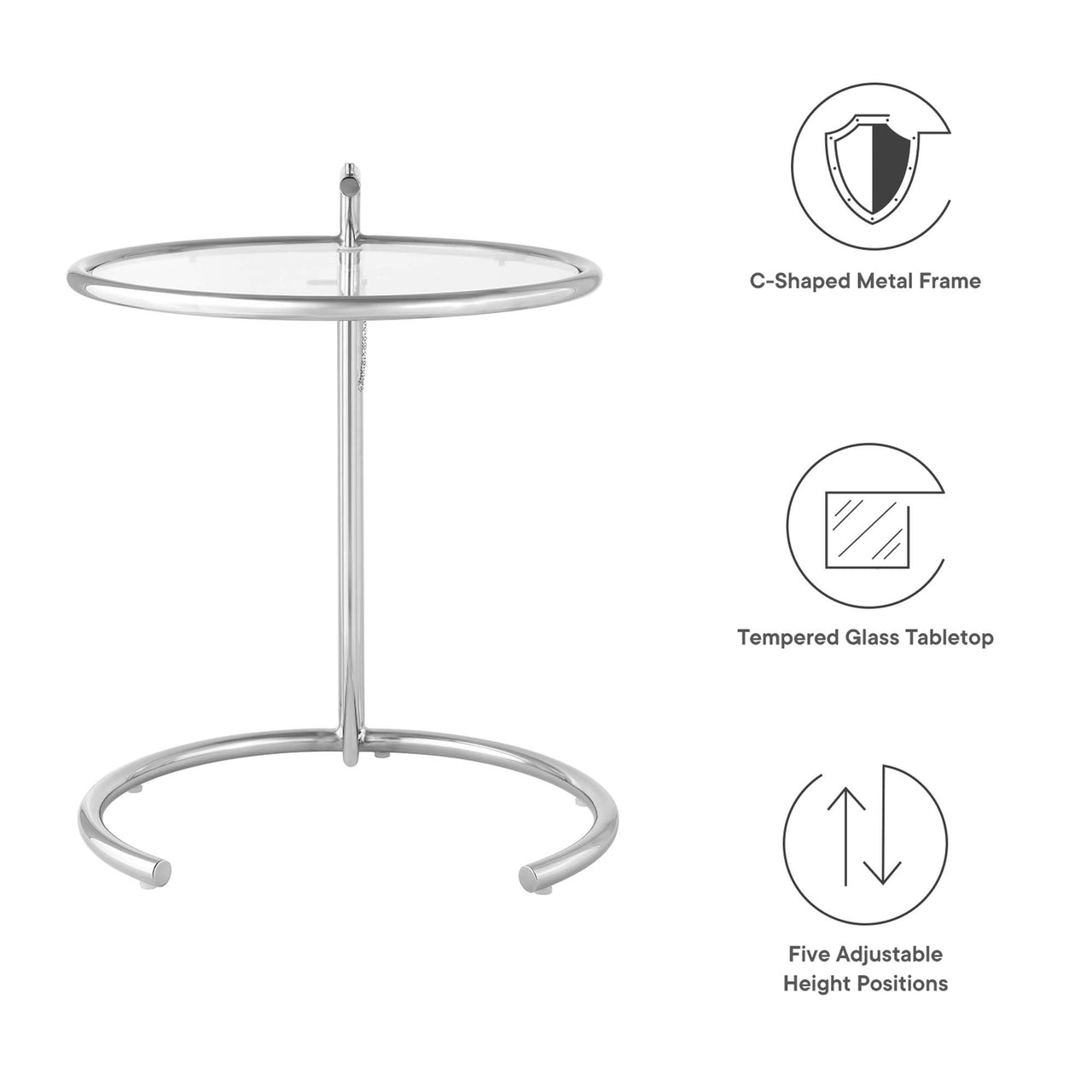 Eileen Gray Metal Side Table, Silver