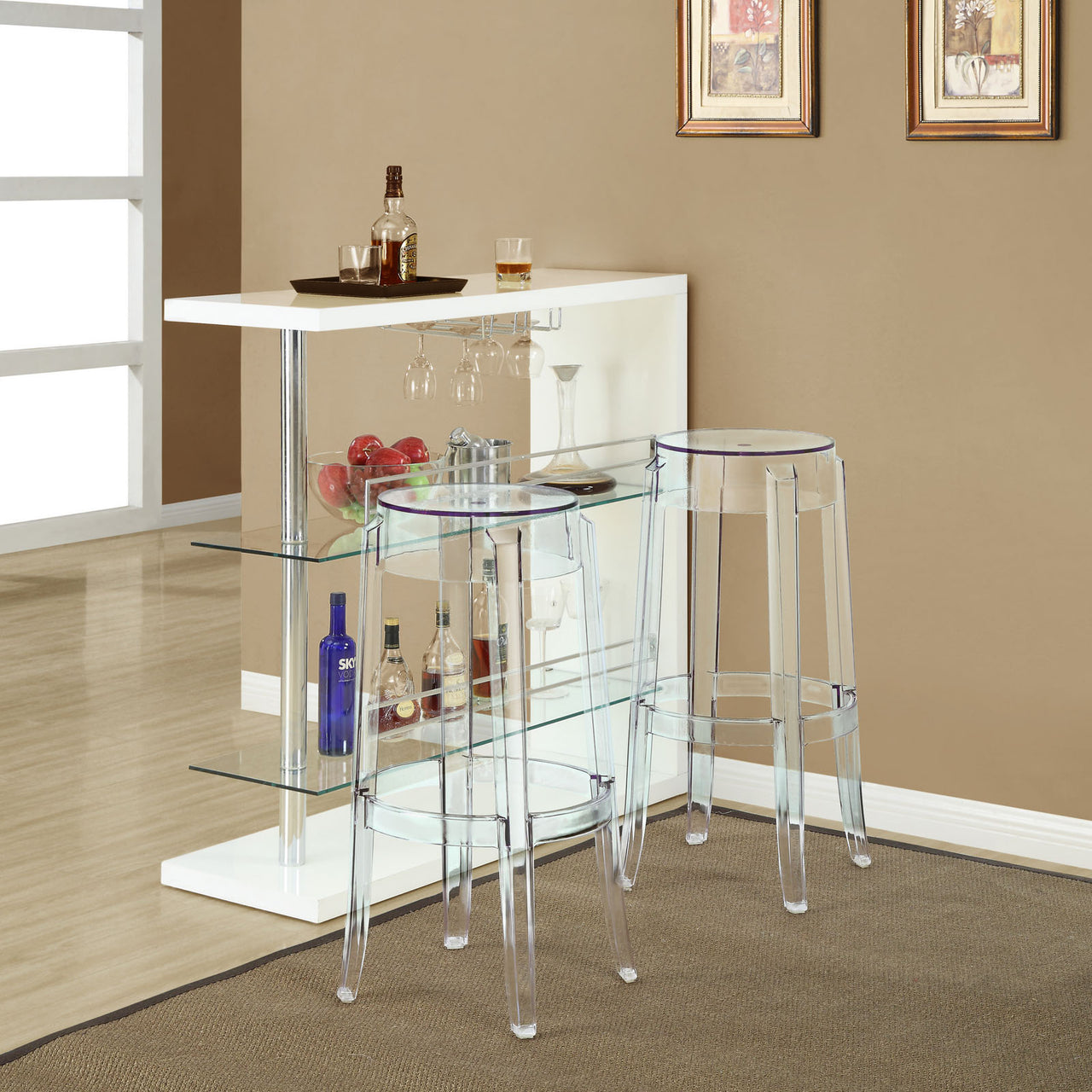 Elysian Bar Stool Set of 2, Clear