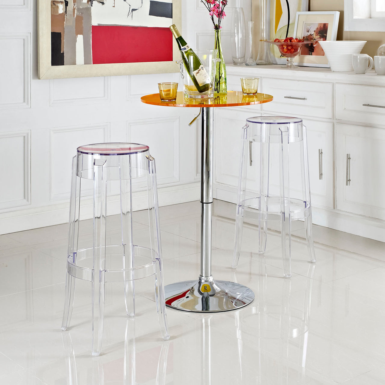 Elysian Bar Stool Set of 2, Clear