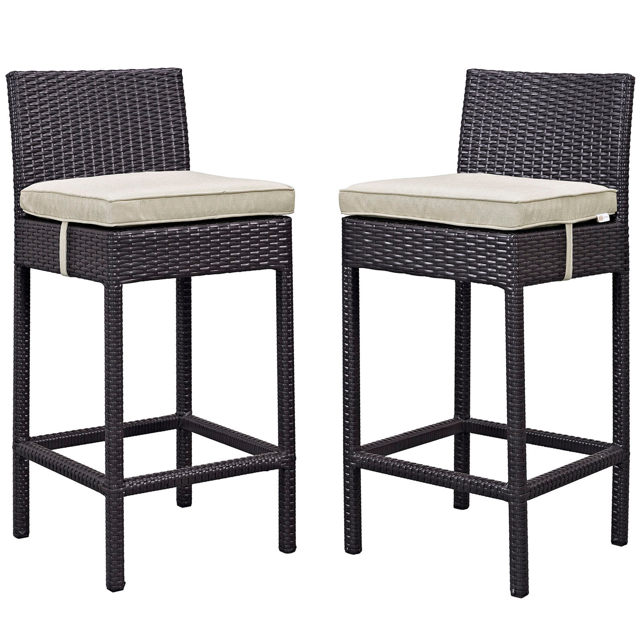 Outlook Alfresco Bar Stool Set of 2, Espresso & Beige