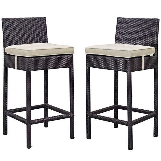 Outlook Alfresco Bar Stool Set of 2, Espresso & Beige