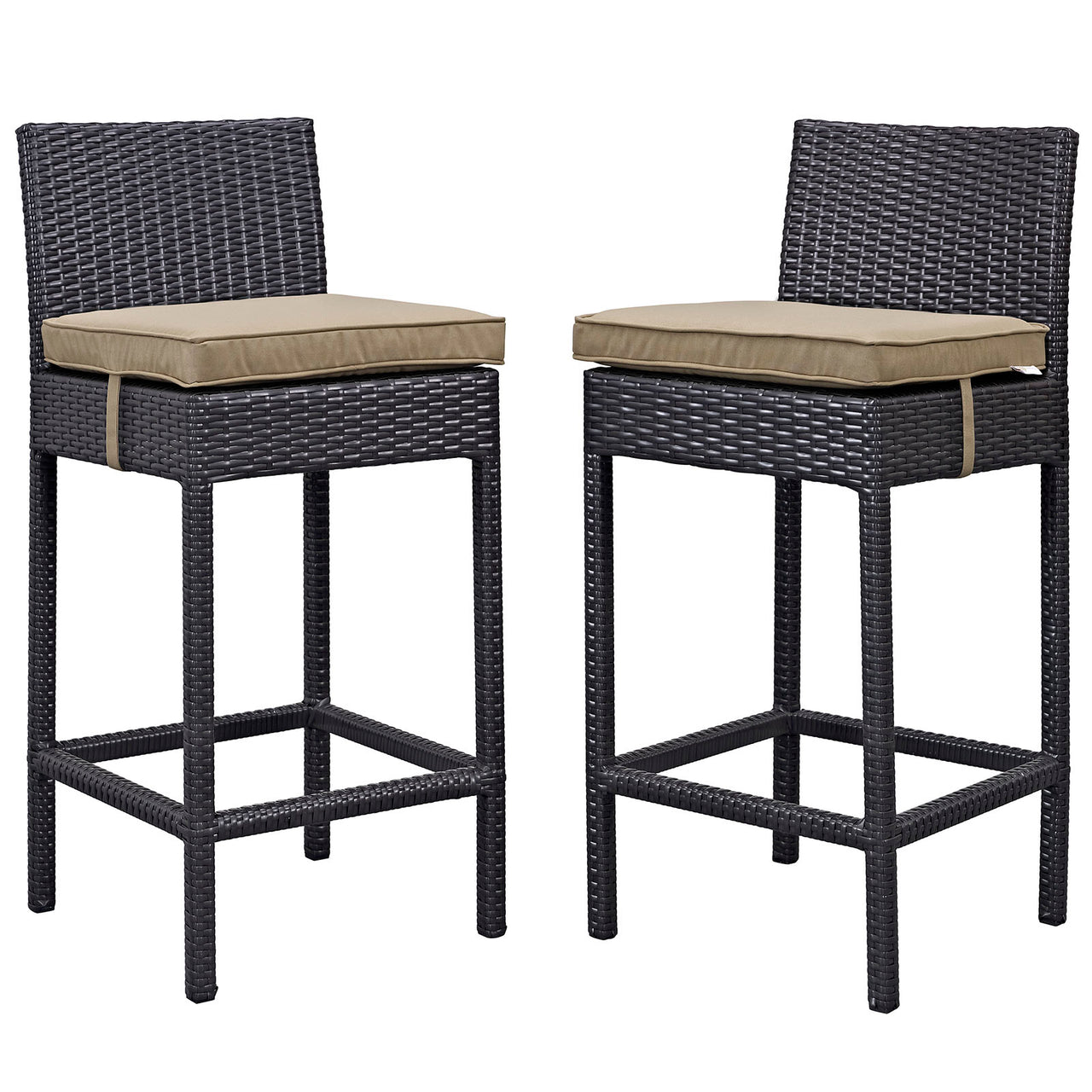 Lift Outdoor Patio Bar Stool Set of 2, Espresso & Mocha