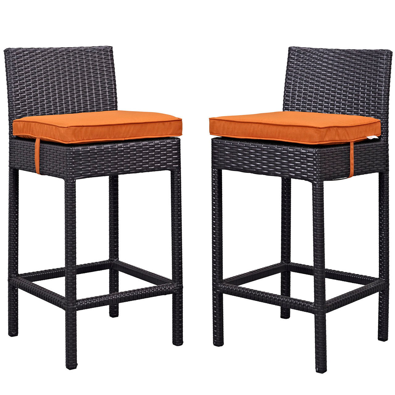 Outlook Alfresco Bar Stool Set of 2, Espresso & Orange