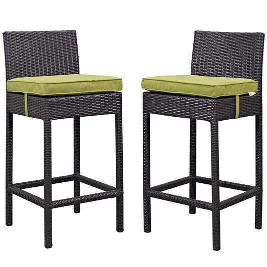 Outlook Alfresco Bar Stool Set of 2, Espresso & Peridot