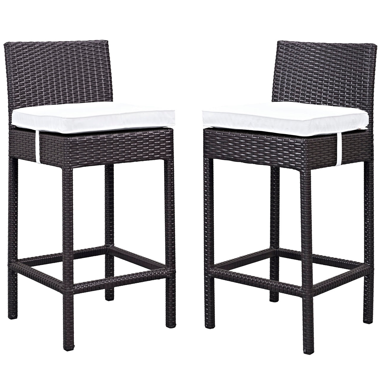 Lift Outdoor Patio Bar Stool Set of 2, Espresso & White