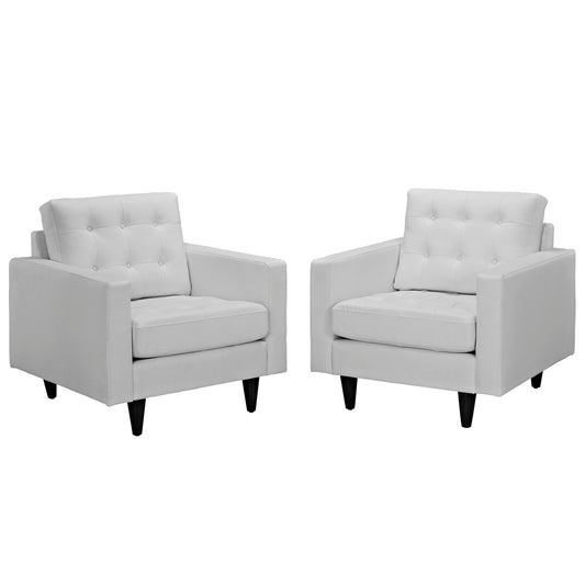 Dynasty Leather Armchair Set of 2, White