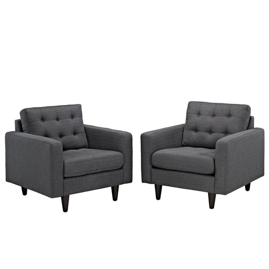 Dynasty Textured Fabric Armchair Set of 2, Gray