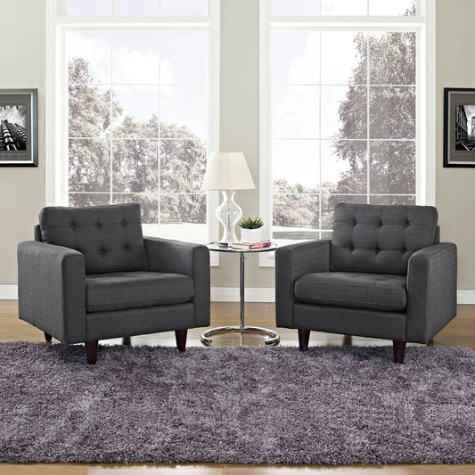Dynasty Textured Fabric Armchair Set of 2, Gray