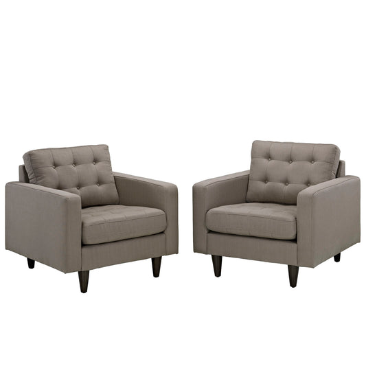 Dynasty Textured Fabric Armchair Set of 2, Granite