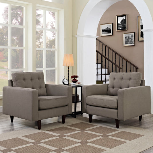 Dynasty Textured Fabric Armchair Set of 2, Granite