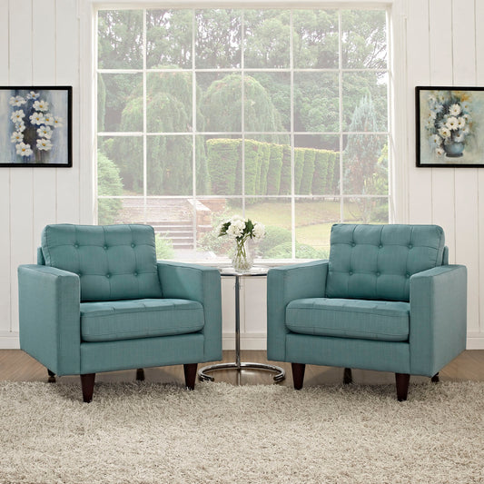 Dynasty Textured Fabric Armchair Set of 2, Aqua Green