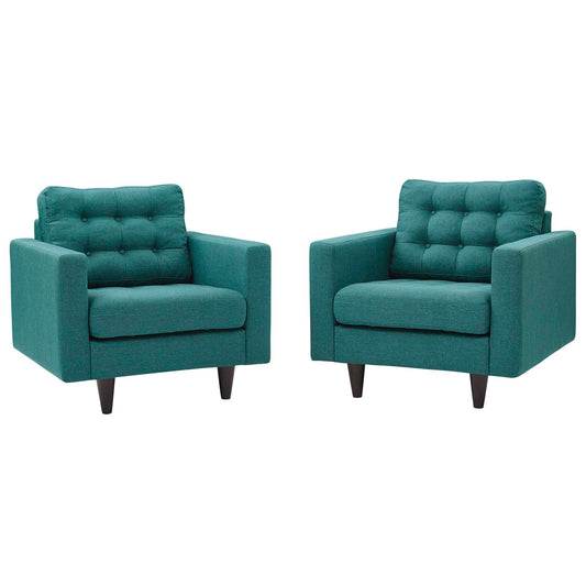 Dynasty Textured Fabric Armchair Set of 2, Teal