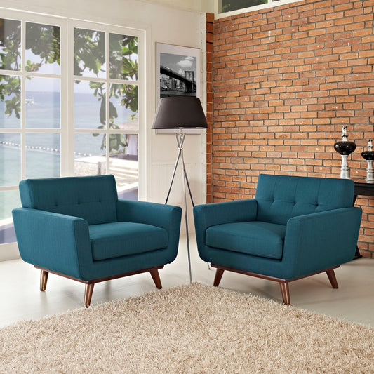 Rendezvous Textured Fabric Armchair Set of 2, Azure