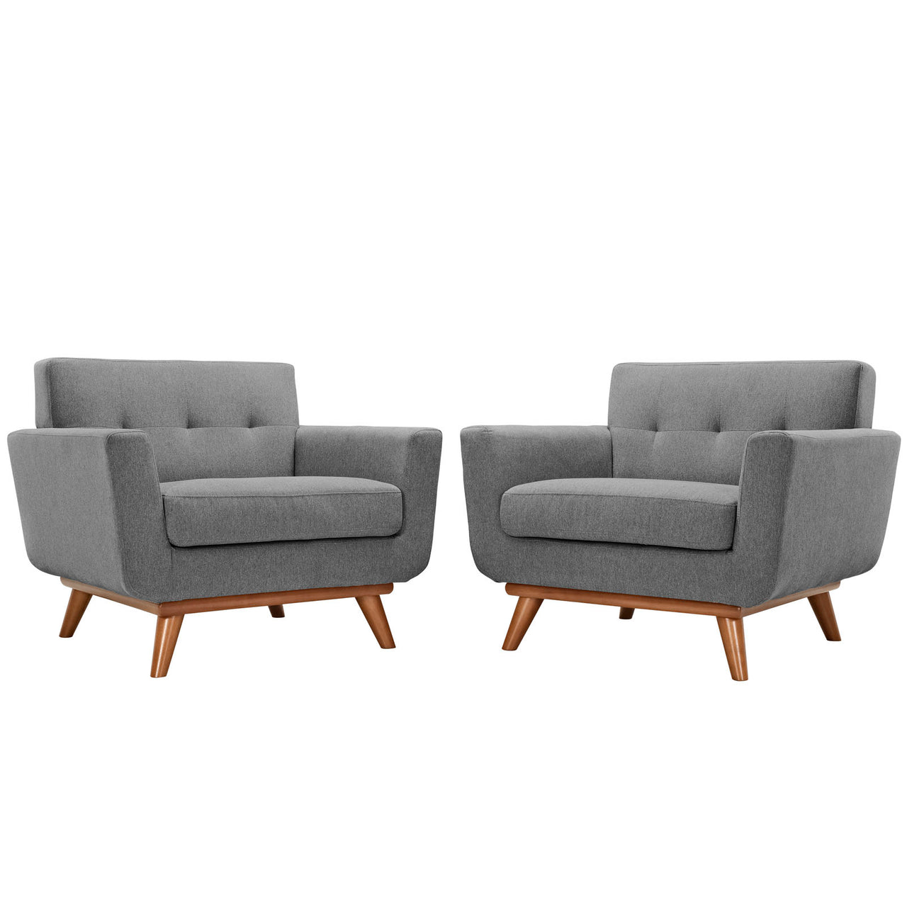 Rendezvous Wood Armchair Set of 2, Light Gray