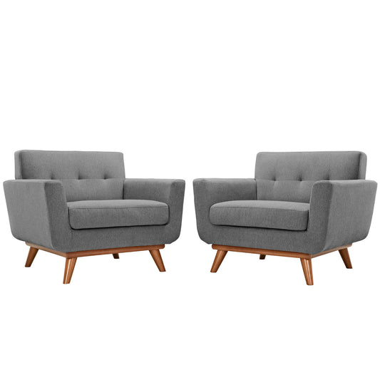 Rendezvous Wood Armchair Set of 2, Light Gray
