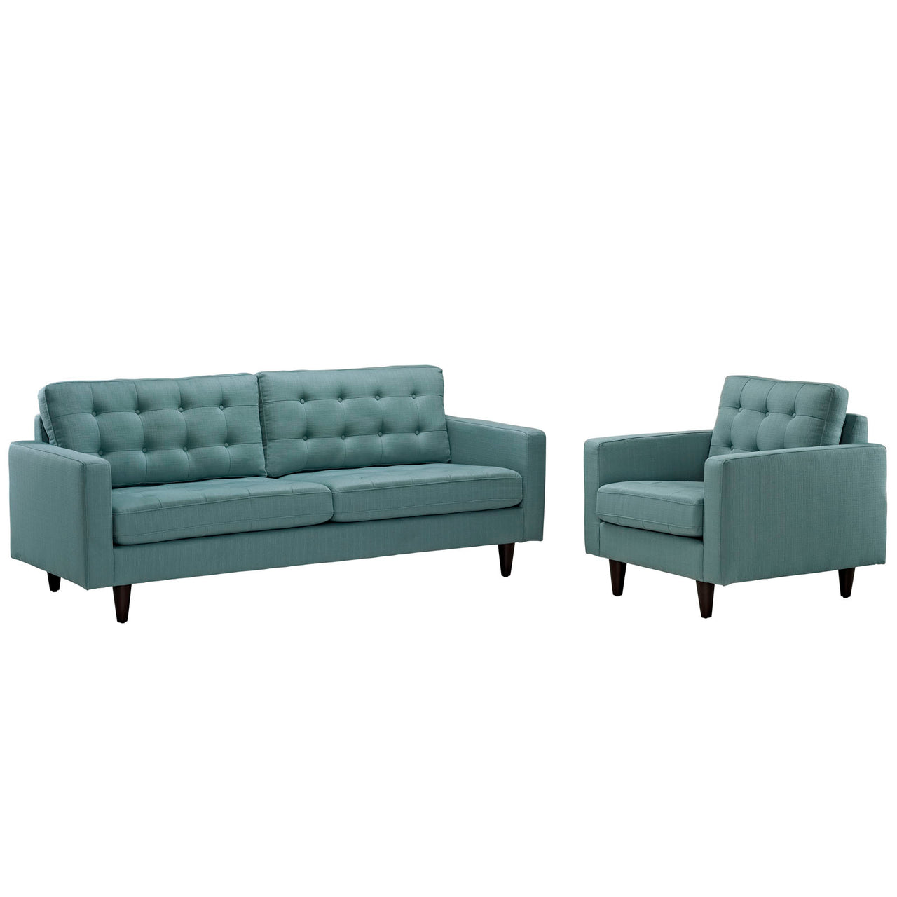 Dynasty Armchair and Sofa Set of 2, Aqua Green