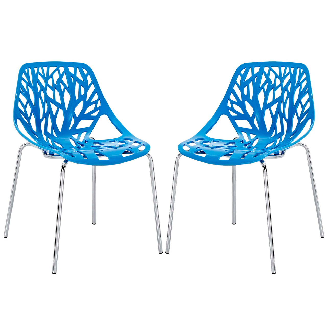 Stencil Plastic Dining Side Chair Set of 2, Blue