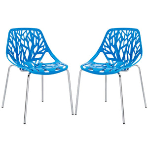 Stencil Plastic Dining Side Chair Set of 2, Blue