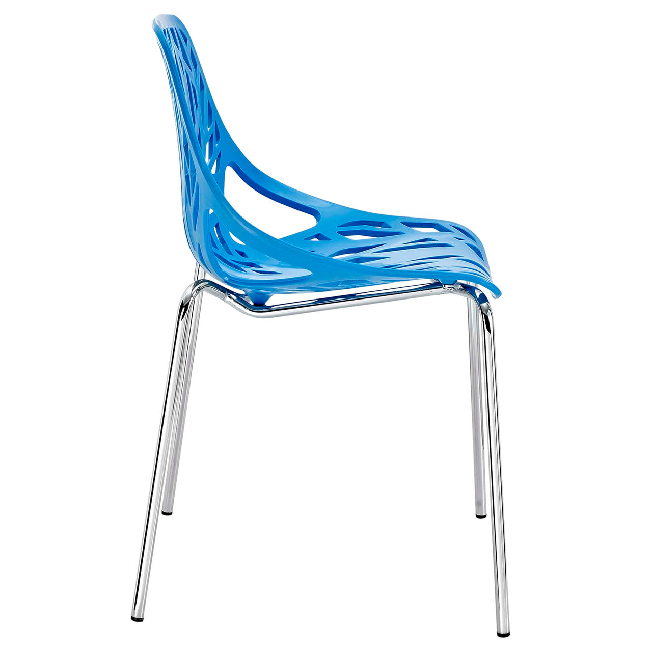 Stencil Plastic Dining Side Chair Set of 2, Blue