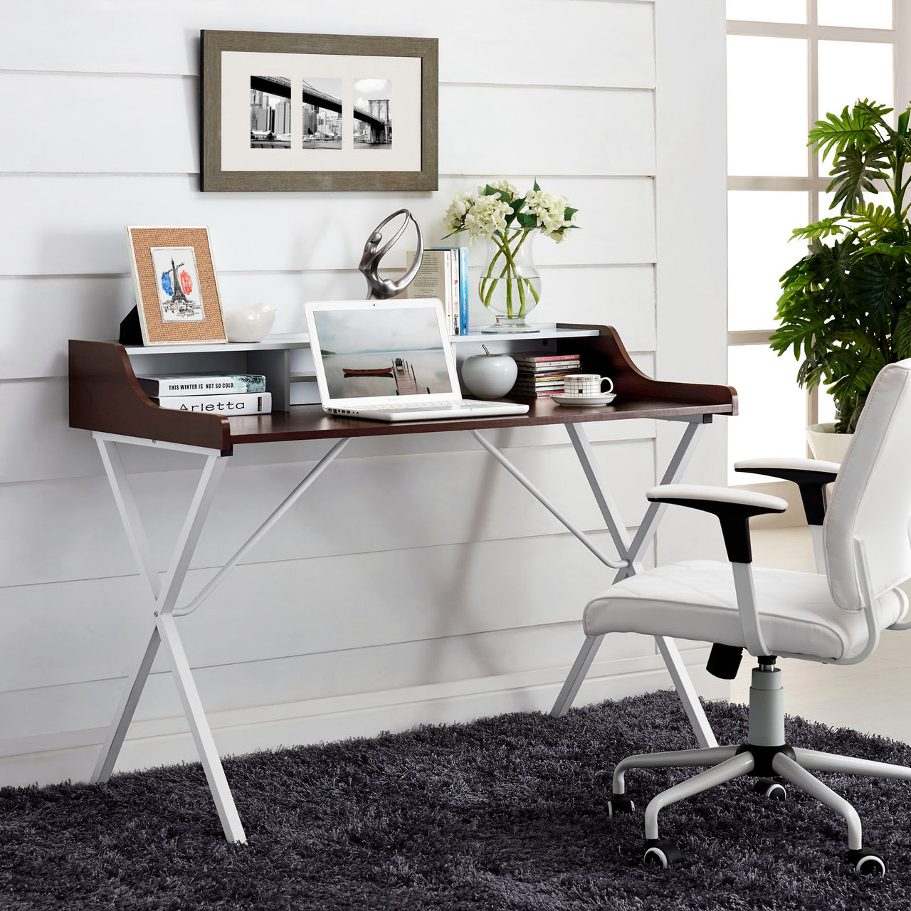 Bin Office Desk, Cherry