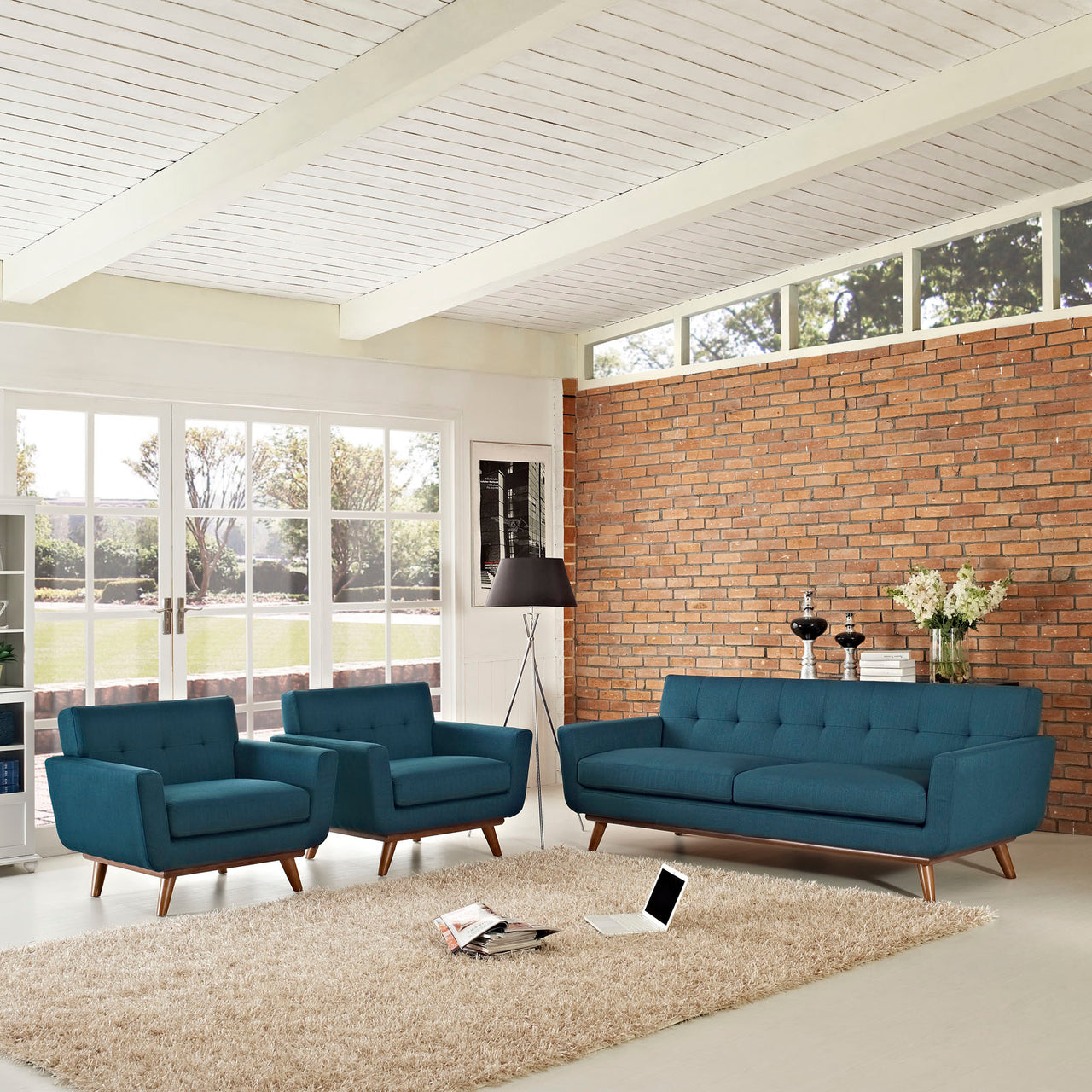 Rendezvous Armchairs and Sofa Set of 3, Azure