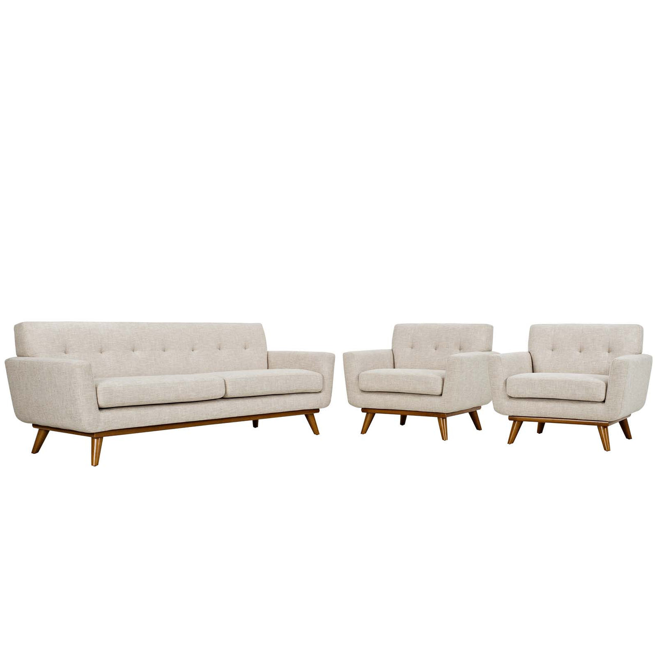 Engage Armchairs and Sofa Set of 3, Beige