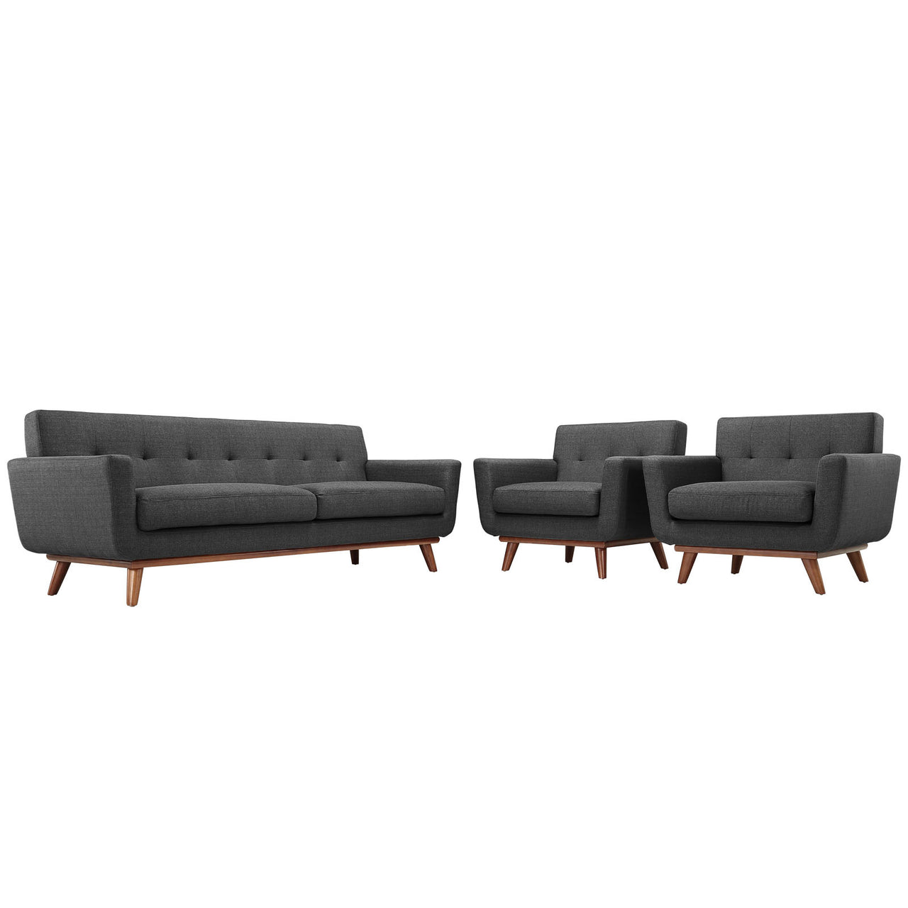 Engage Armchairs and Sofa Set of 3, Gray