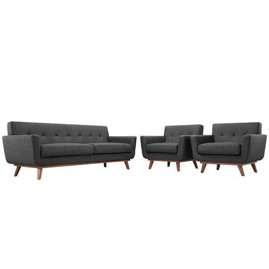 Rendezvous Armchairs and Sofa Set of 3, Gray