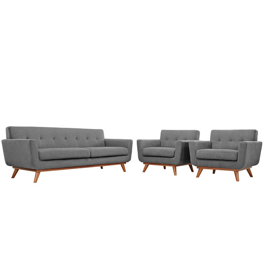 Rendezvous Armchairs and Sofa Set of 3, Light Gray