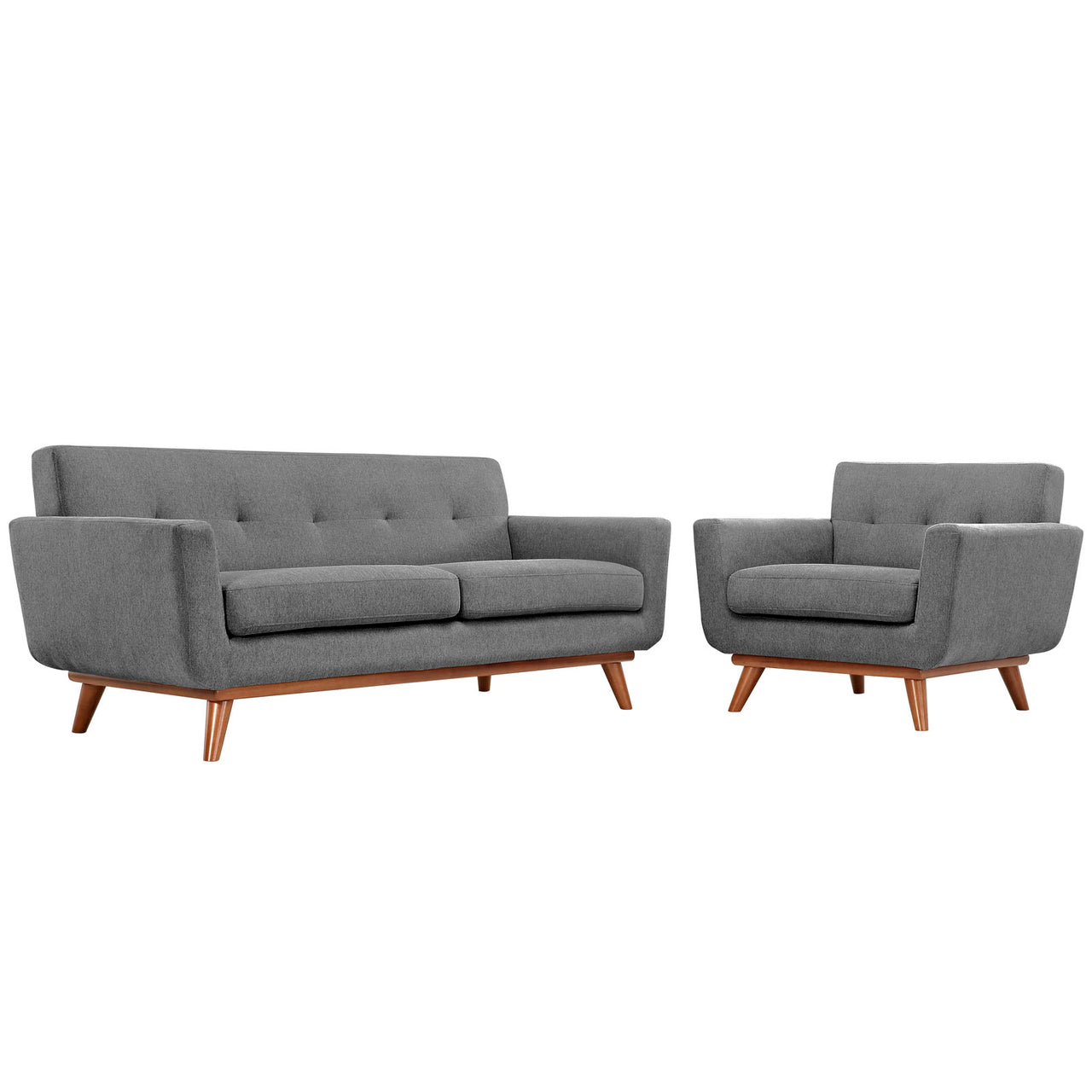 Rendezvous Armchair and Loveseat Set of 2, Light Gray