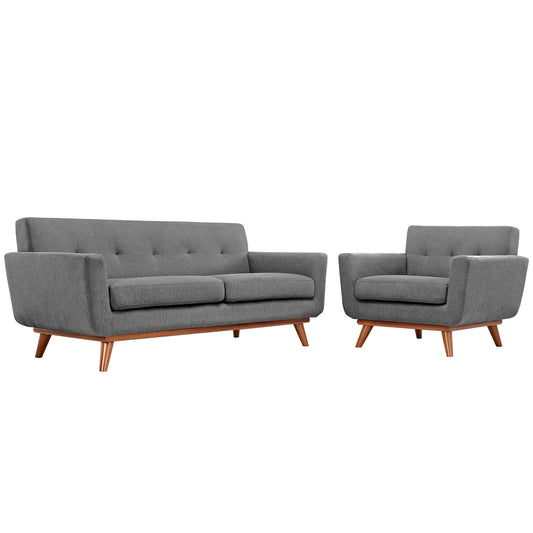 Rendezvous Armchair and Loveseat Set of 2, Light Gray