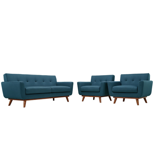 Rendezvous Armchairs and Loveseat Set of 3, Azure