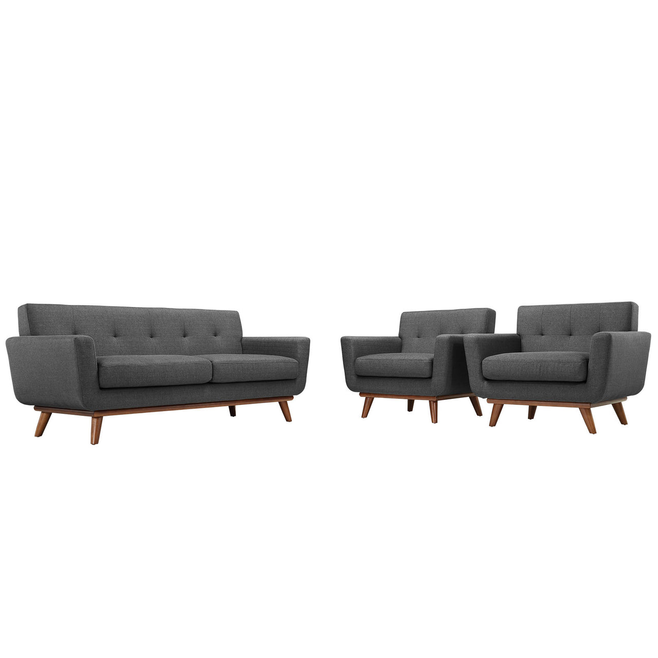 Engage Armchairs and Loveseat Set of 3, Gray