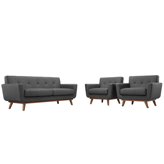 Rendezvous Armchairs and Loveseat Set of 3, Gray