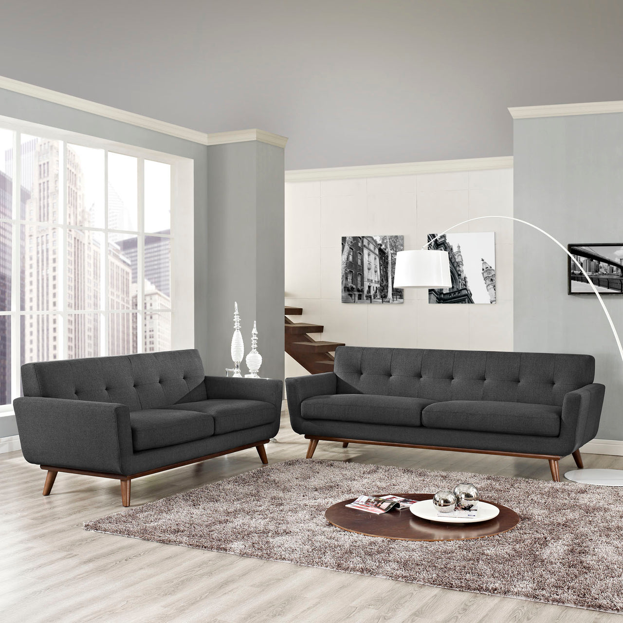 Engage Loveseat and Sofa Set of 2, Gray