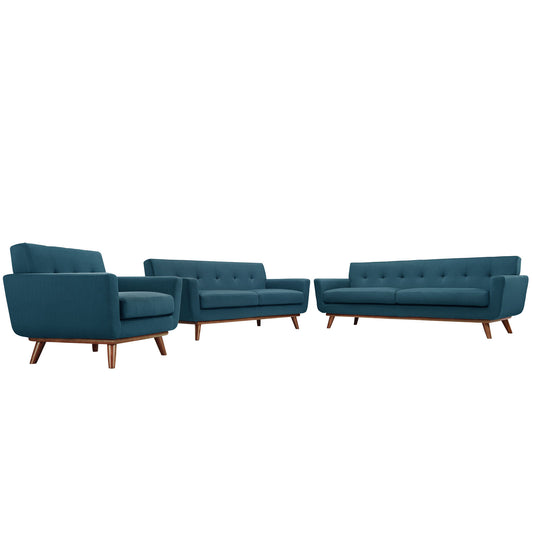 Rendezvous Sofa Loveseat and Armchair Set of 3, Azure