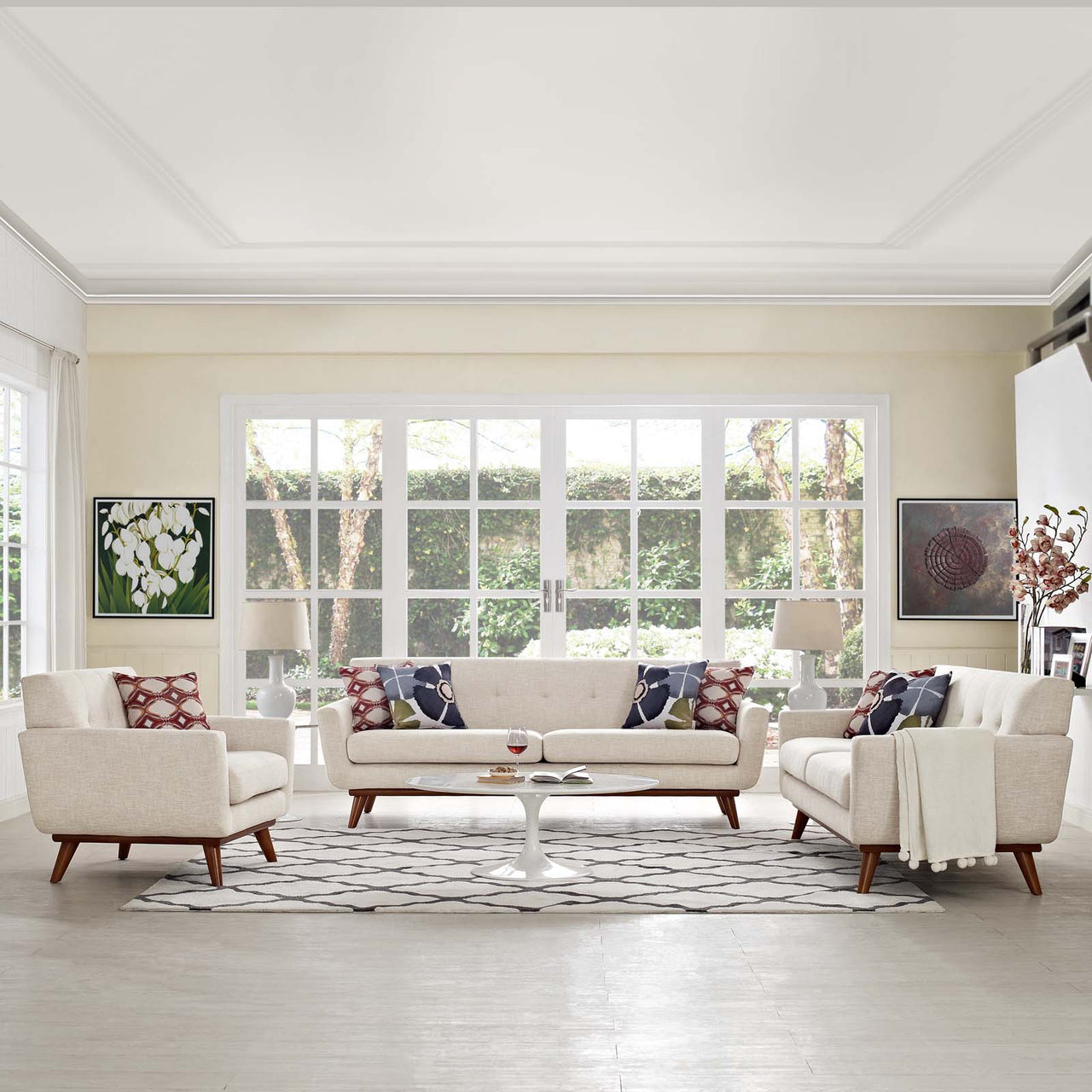 Engage Sofa Loveseat and Armchair Set of 3, Beige