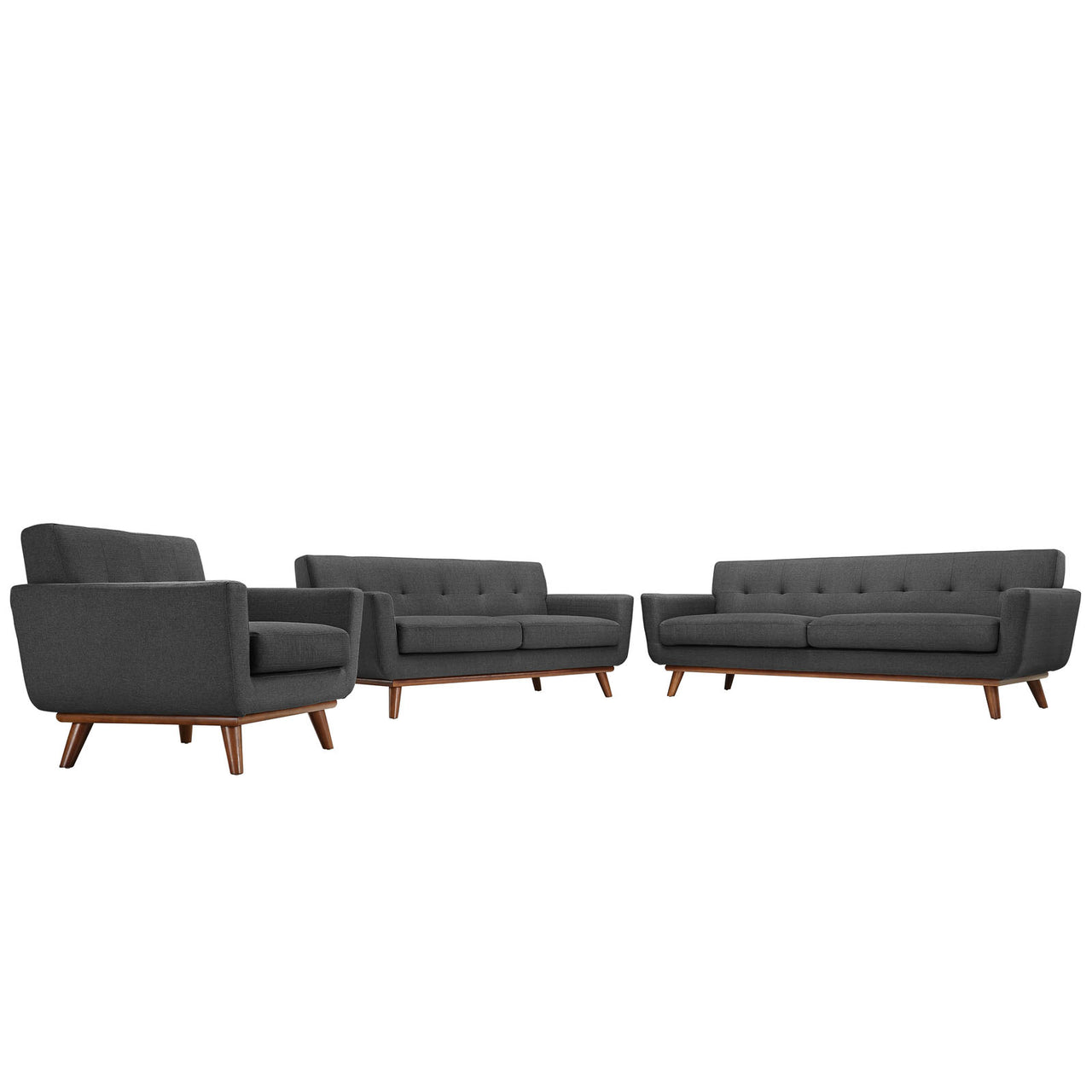 Engage Sofa Loveseat and Armchair Set of 3, Gray