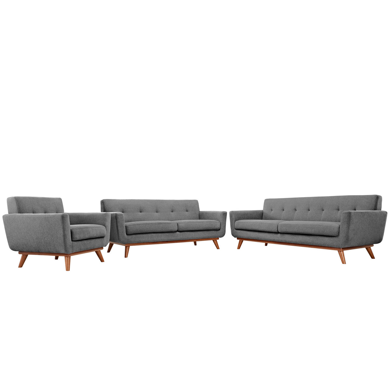 Engage Sofa Loveseat and Armchair Set of 3, Expectation Gray