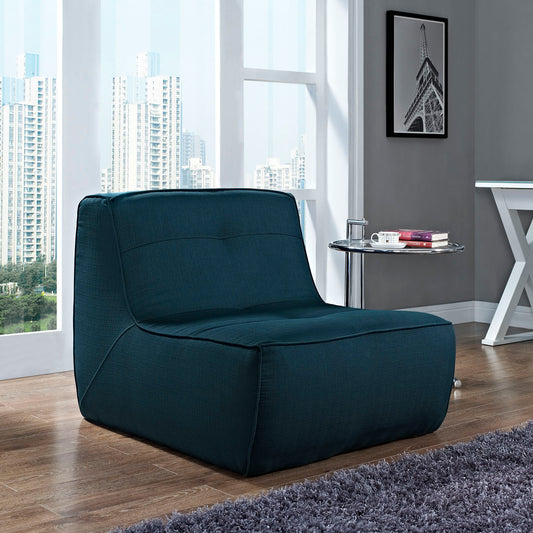 Zenith Fabric Armless Chair | Modular Sectional Component, Azure