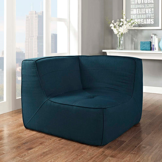 Zenith Fabric Corner Chair | Modular Sectional Component, Azure